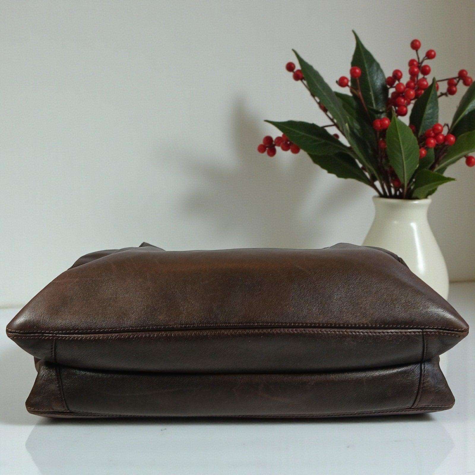 CHANEL Brown Coco Mark Lambskin Leather Tote Business Bag