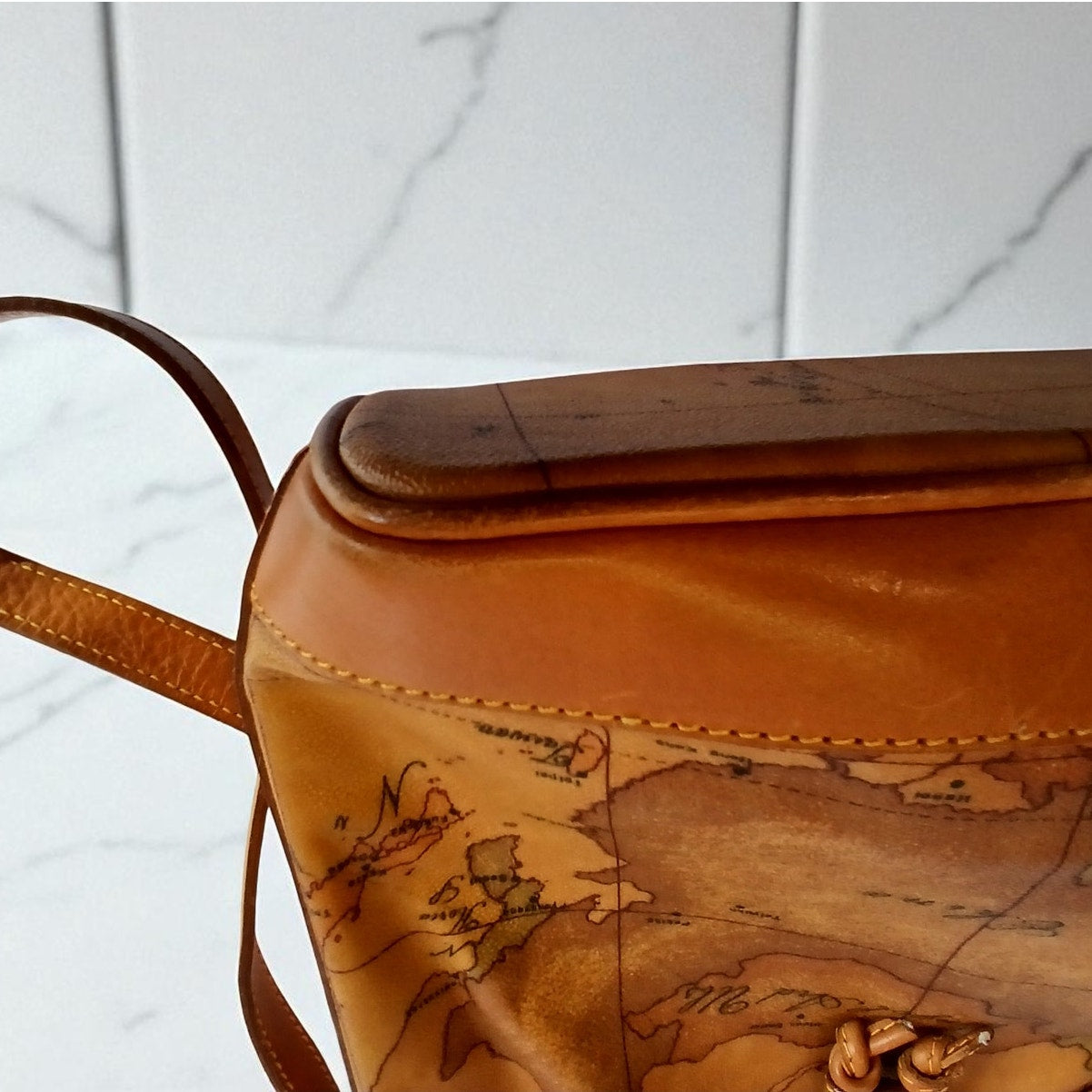 Authentic Alviero Martini Classe World Map Bucket Bag