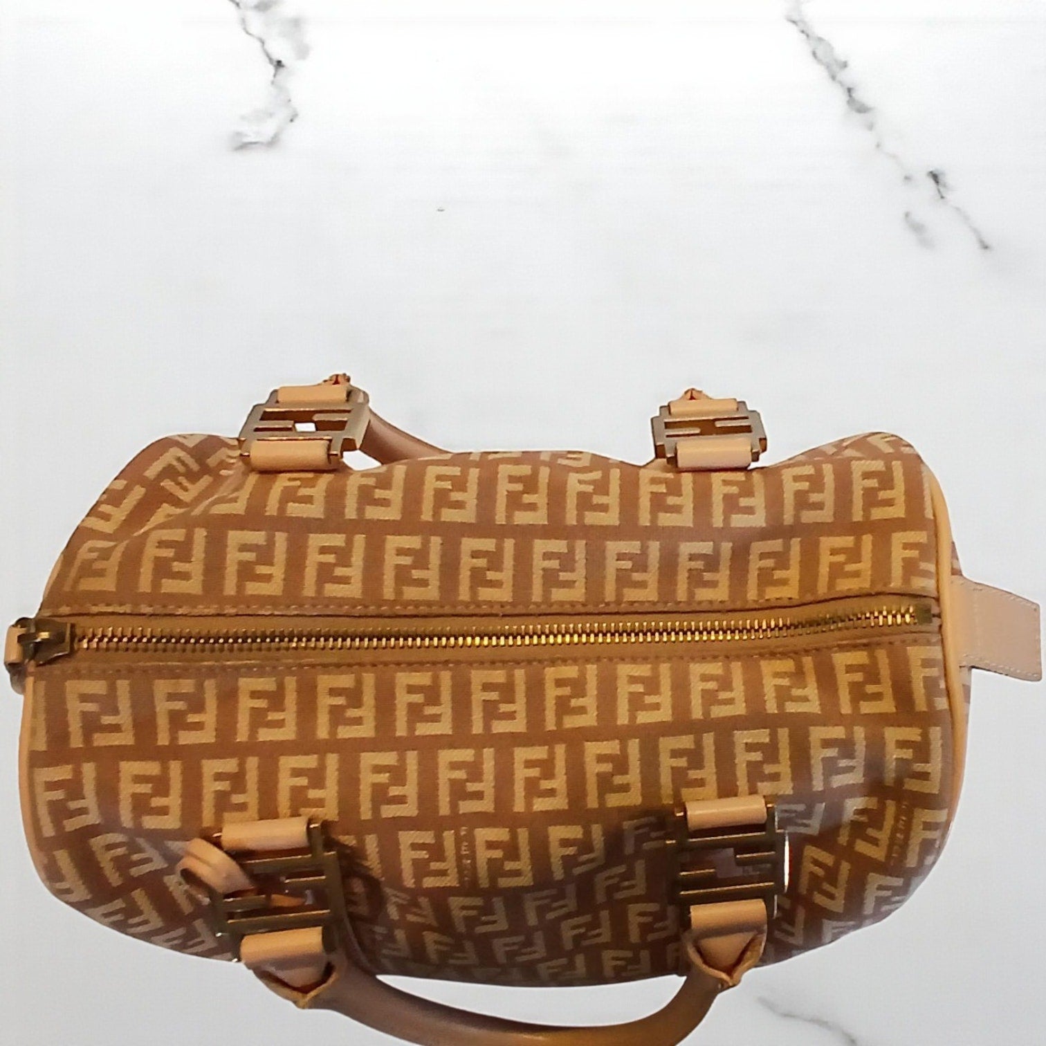 Fendi Zucchino Mini Boston Pink Handbag Pre-owned