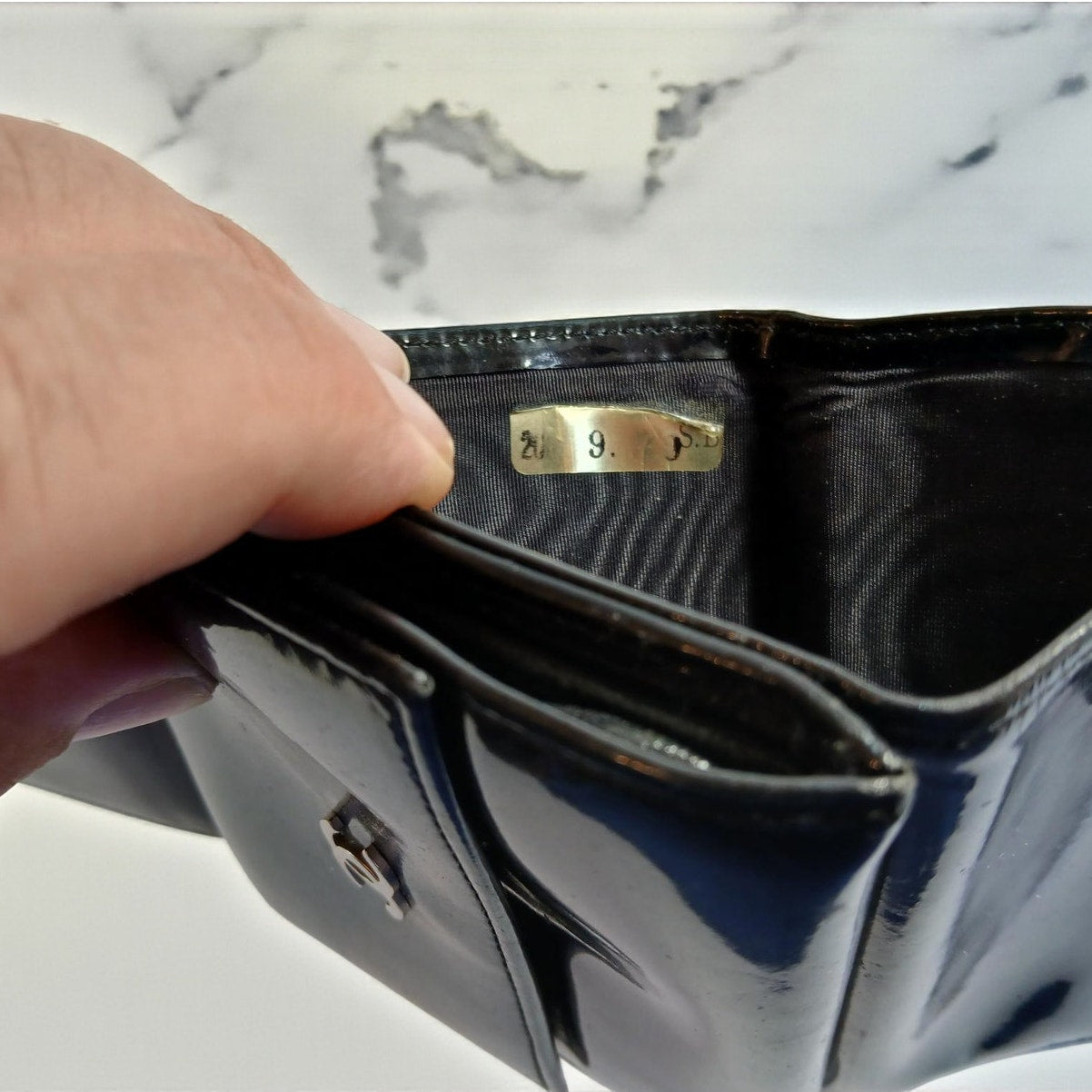 Chanel Patent Leather Black Trifold Compact Wallet