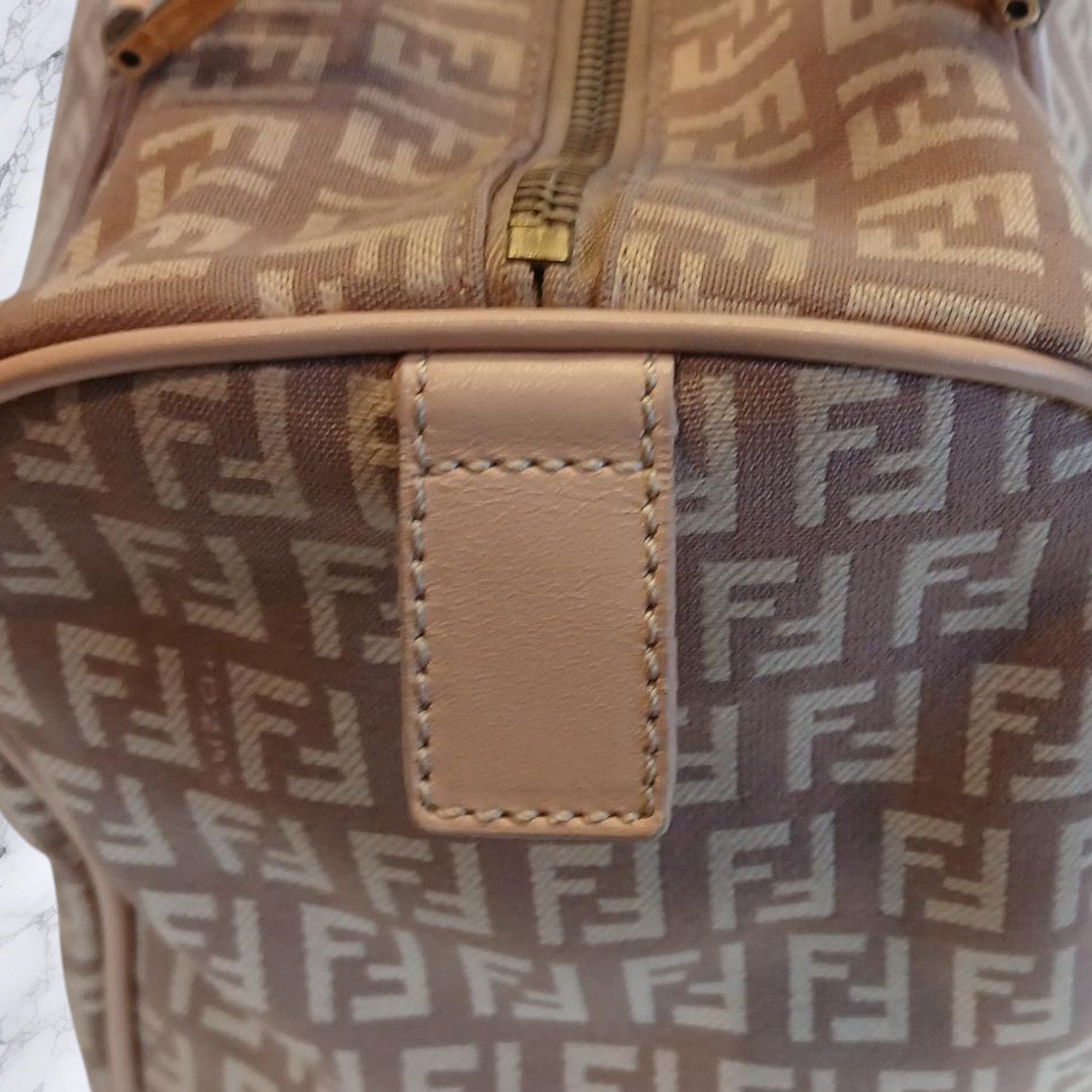 Fendi Zucchino Mini Boston Pink Handbag Pre-owned