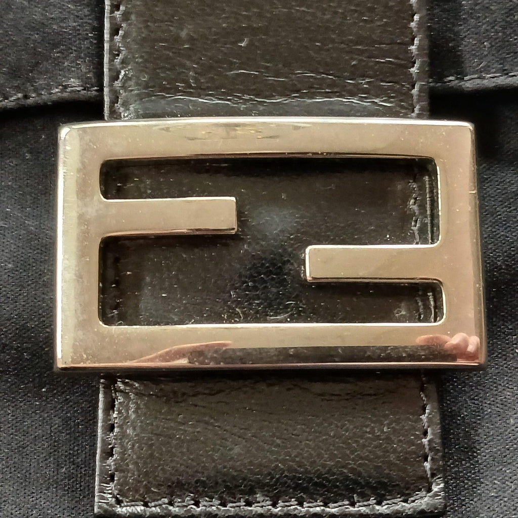 Fendi Mamma Black Neoprene Baguette Vintage Shoulder Bag