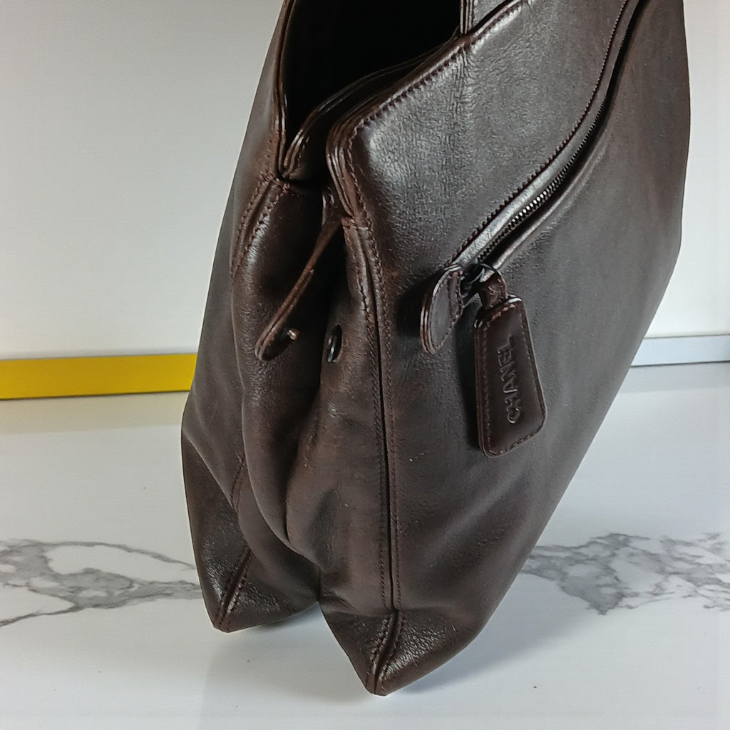 CHANEL Brown Coco Mark Lambskin Leather Tote Business Bag