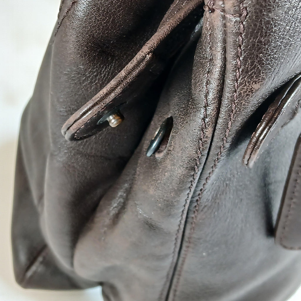 CHANEL Brown Coco Mark Lambskin Leather Tote Business Bag