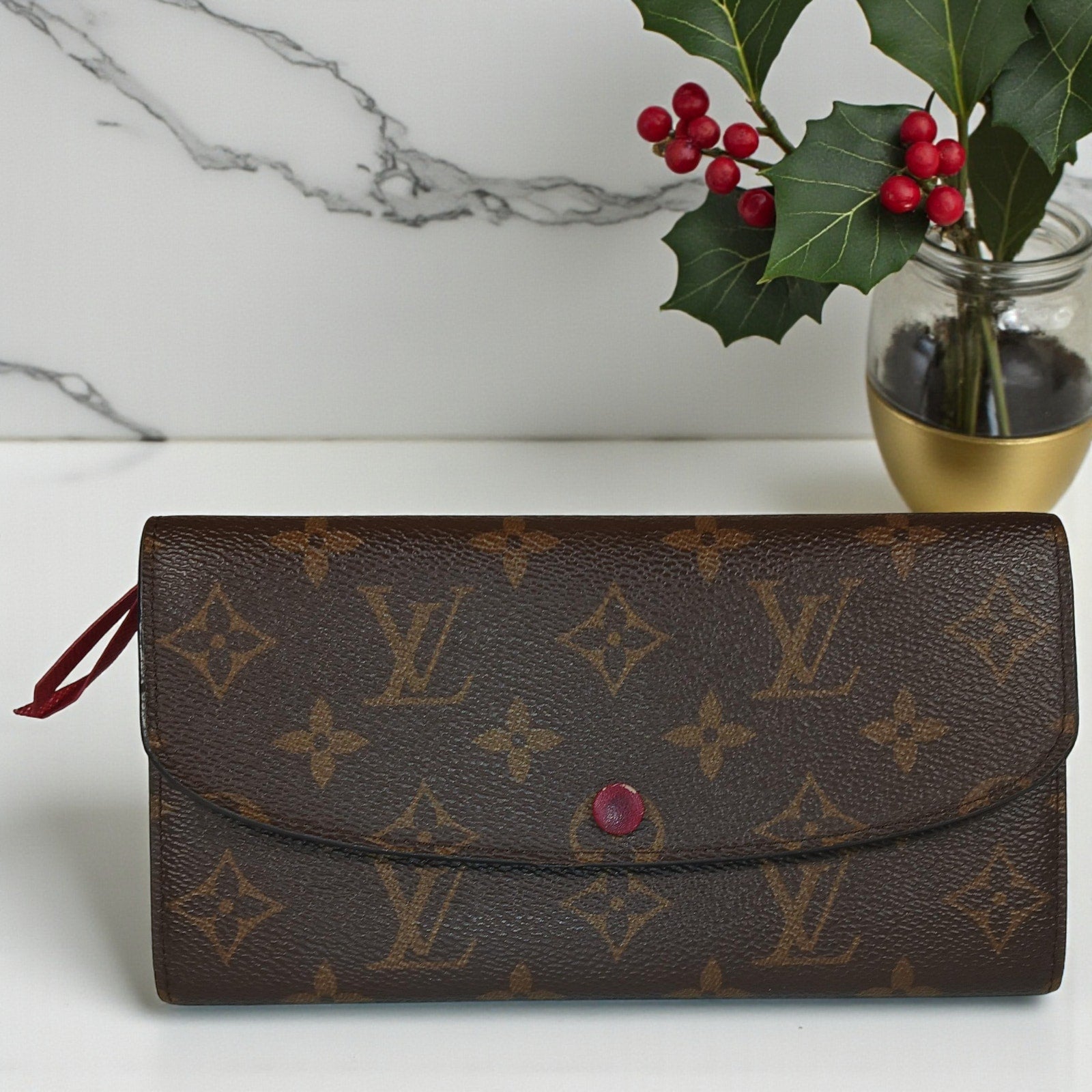 Louis Vuitton Emilie Monogram Canvas Fuchsia Leather Wallet