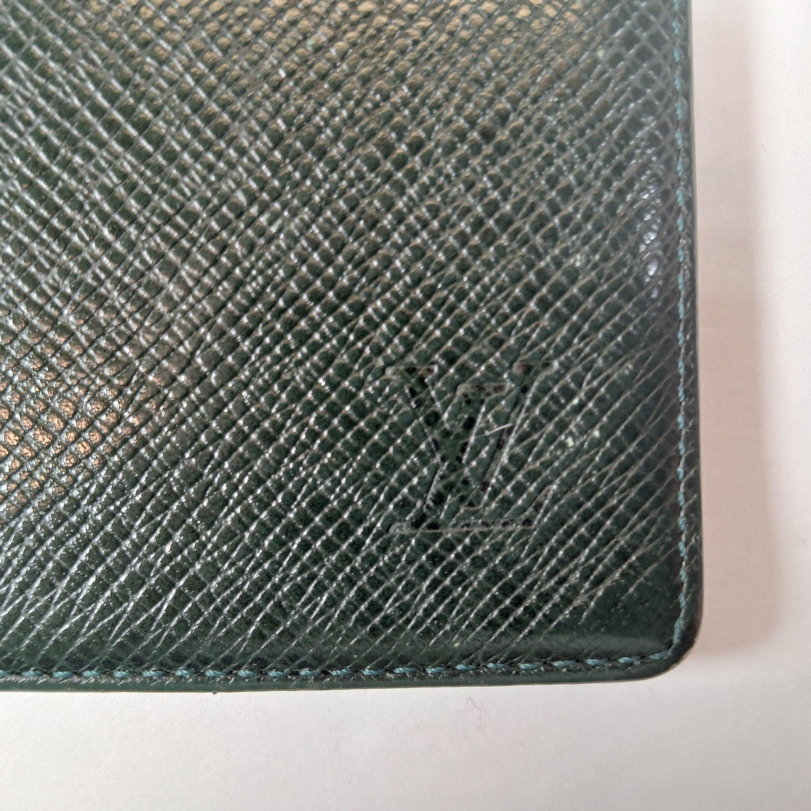 Louis Vuitton Rare Vintage Green Taiga Leather Long Wallet