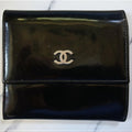 Chanel Patent Leather Black Trifold Compact Wallet