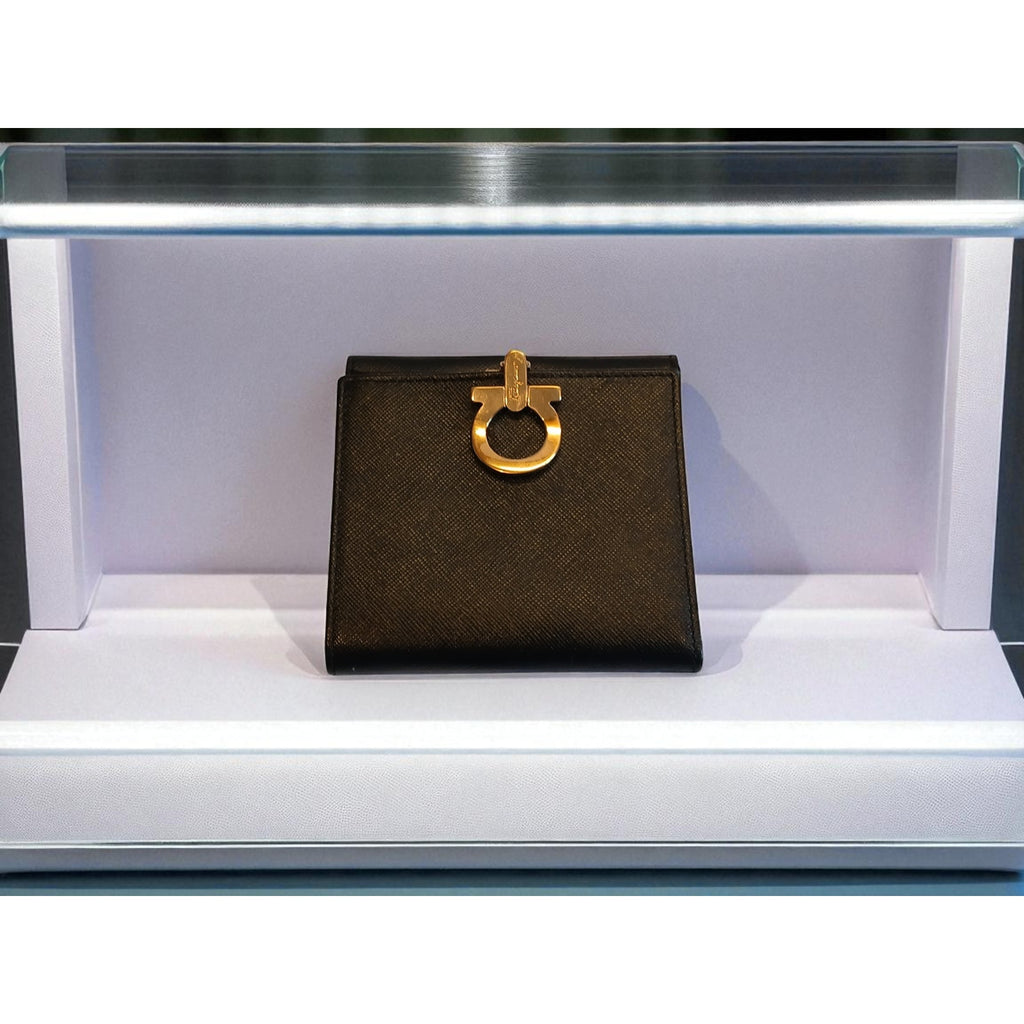 Salvatore Ferragamo Black Leather Bifold Wallet
