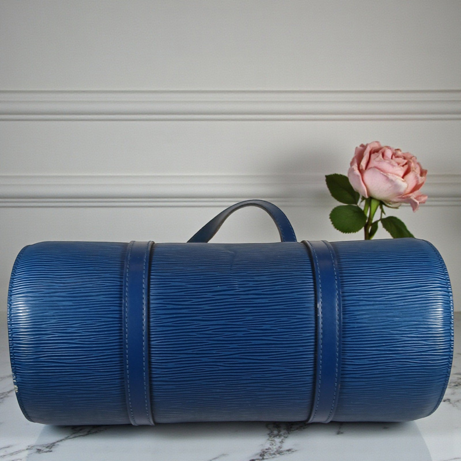 Louis Vuitton Soufflot Mother-&-Child Epi Leather Vintage Barrel Bag Toledo Blue