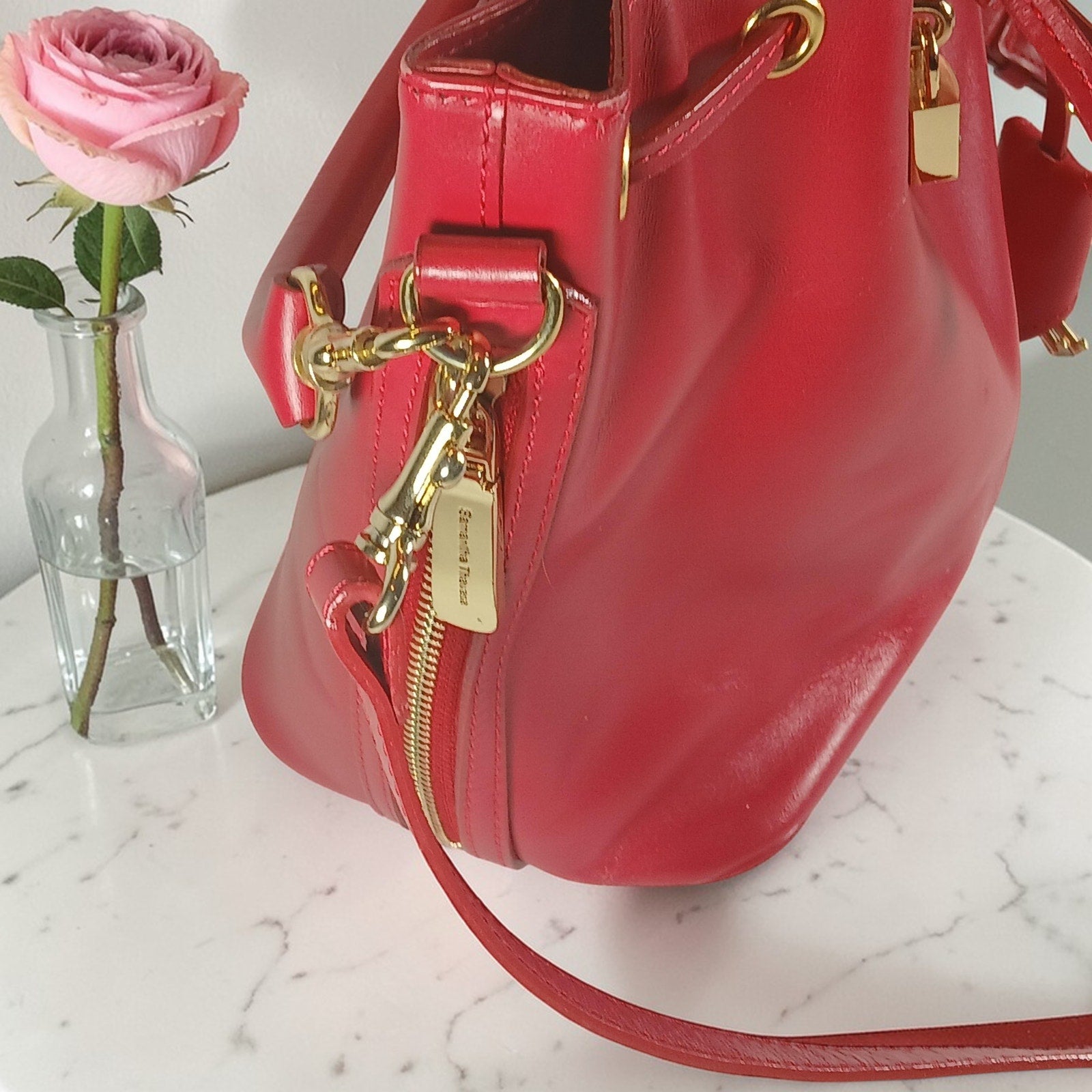 Samantha Thavasa Athel Fleury Red Leather 2Way Shoulder Handbag Miranda Collect