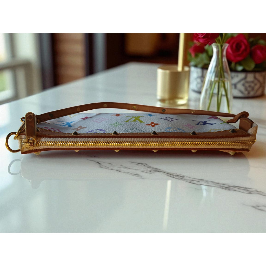 Authentic Louis Vuitton Multicolor Murakami Pochette Top Handle Bag