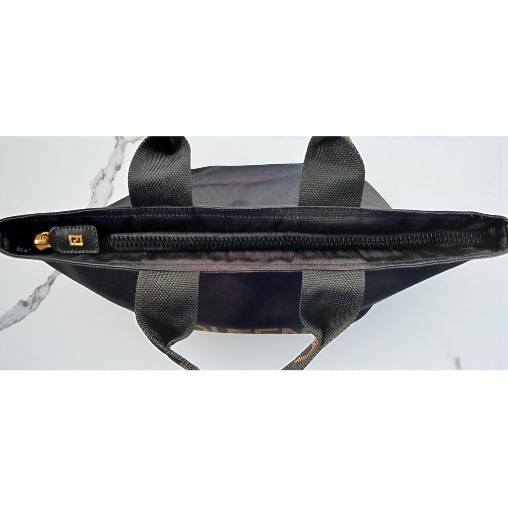 Fendi Mini Roma Black Canvas Tote Bag Vintage