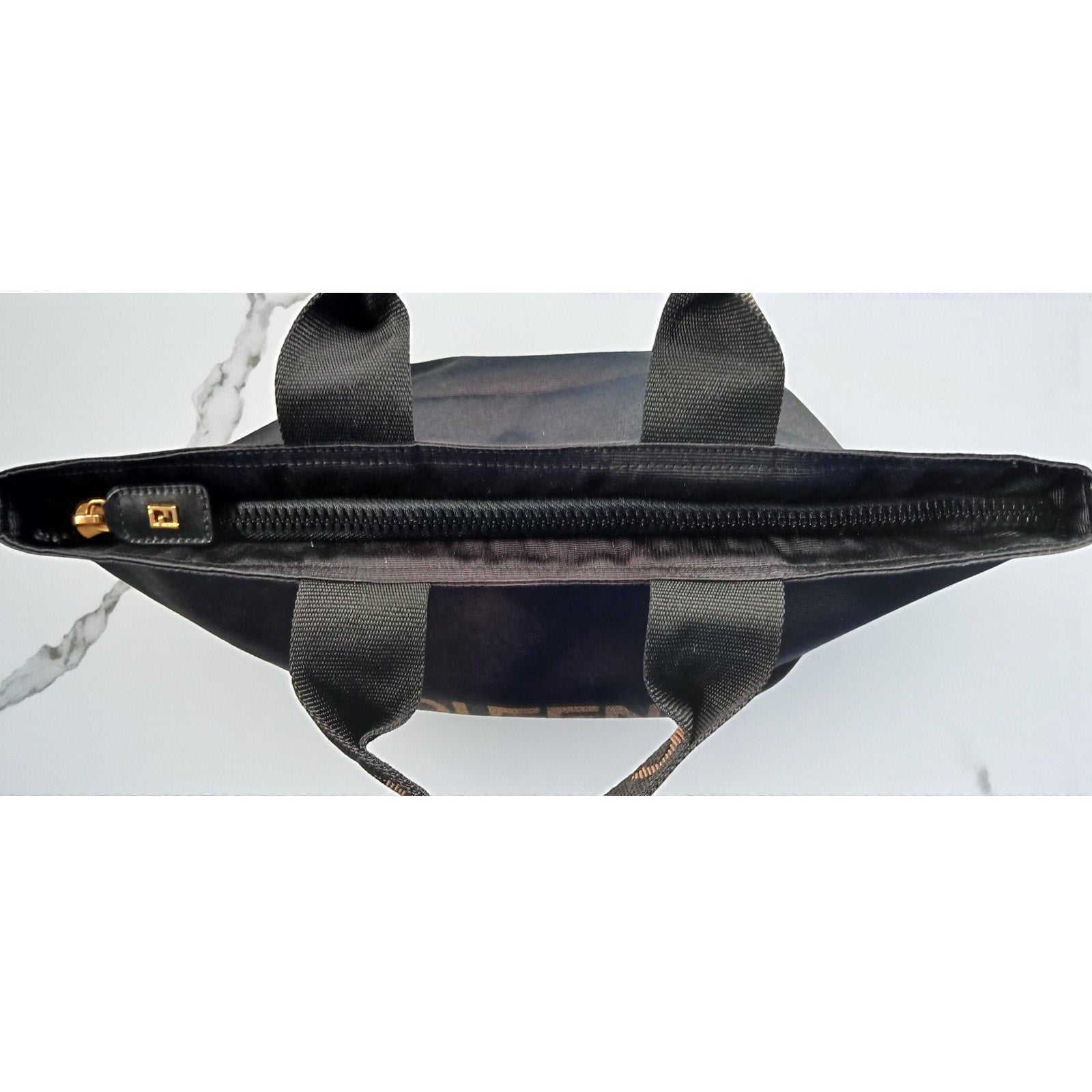 Fendi Mini Roma Black Canvas Tote Bag Vintage