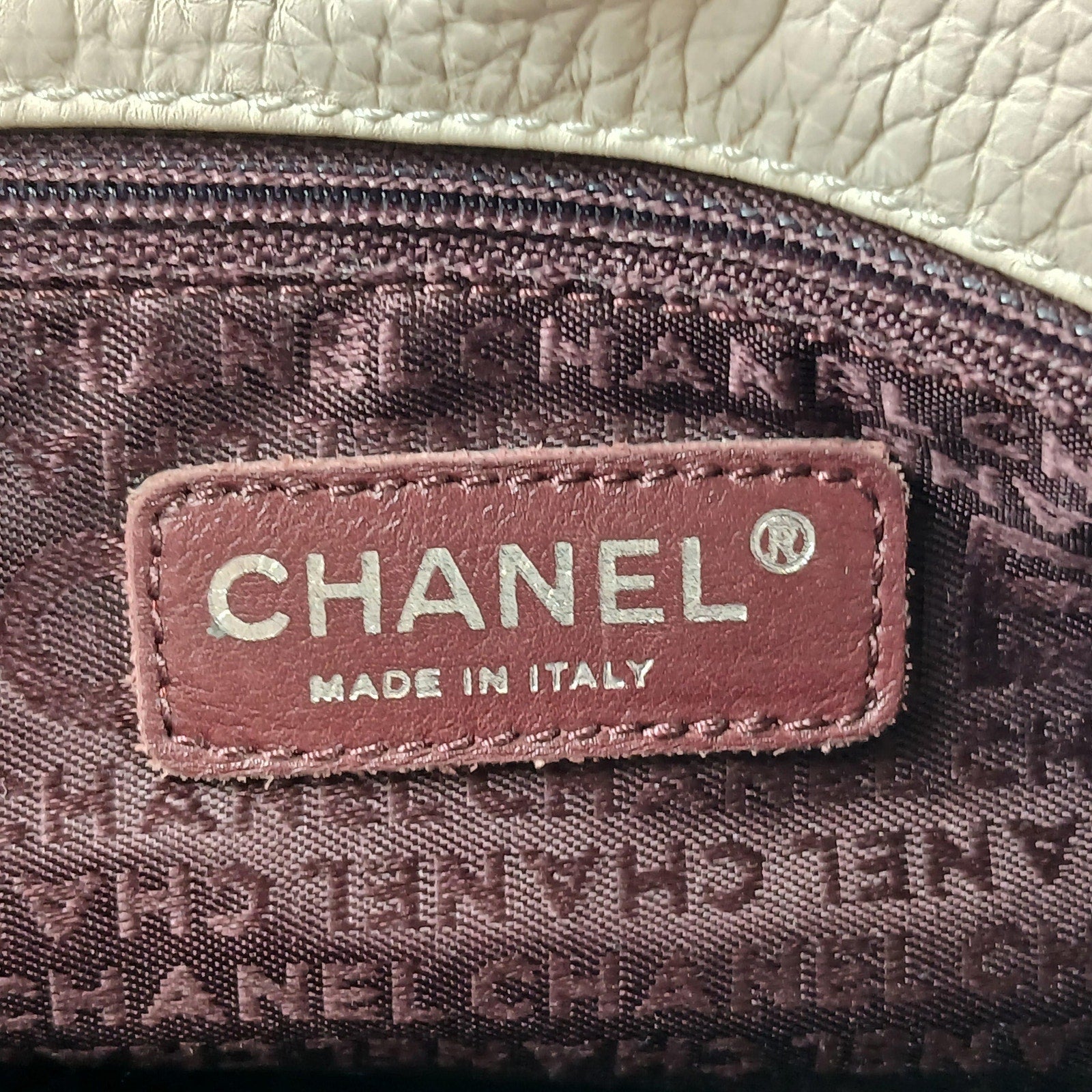 Chanel Logo Fringe White Caviar Leather Hobo Shoulder/Hand Bag