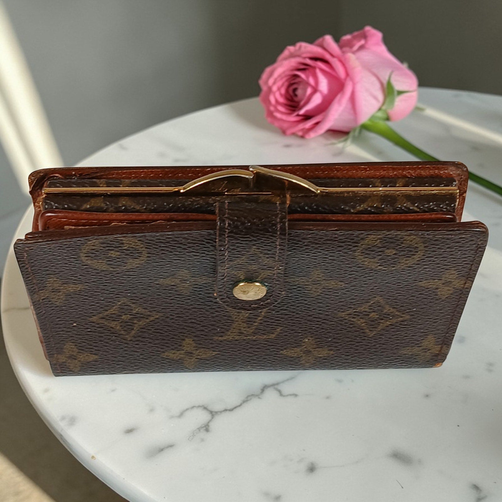 Louis Vuitton Authentic Vintage Monogram French Kisslock Wallet