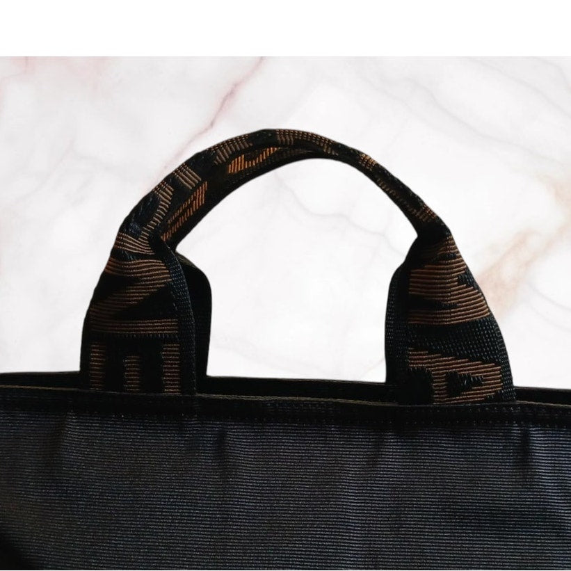 Fendi Mini Roma Black Canvas Tote Bag Vintage