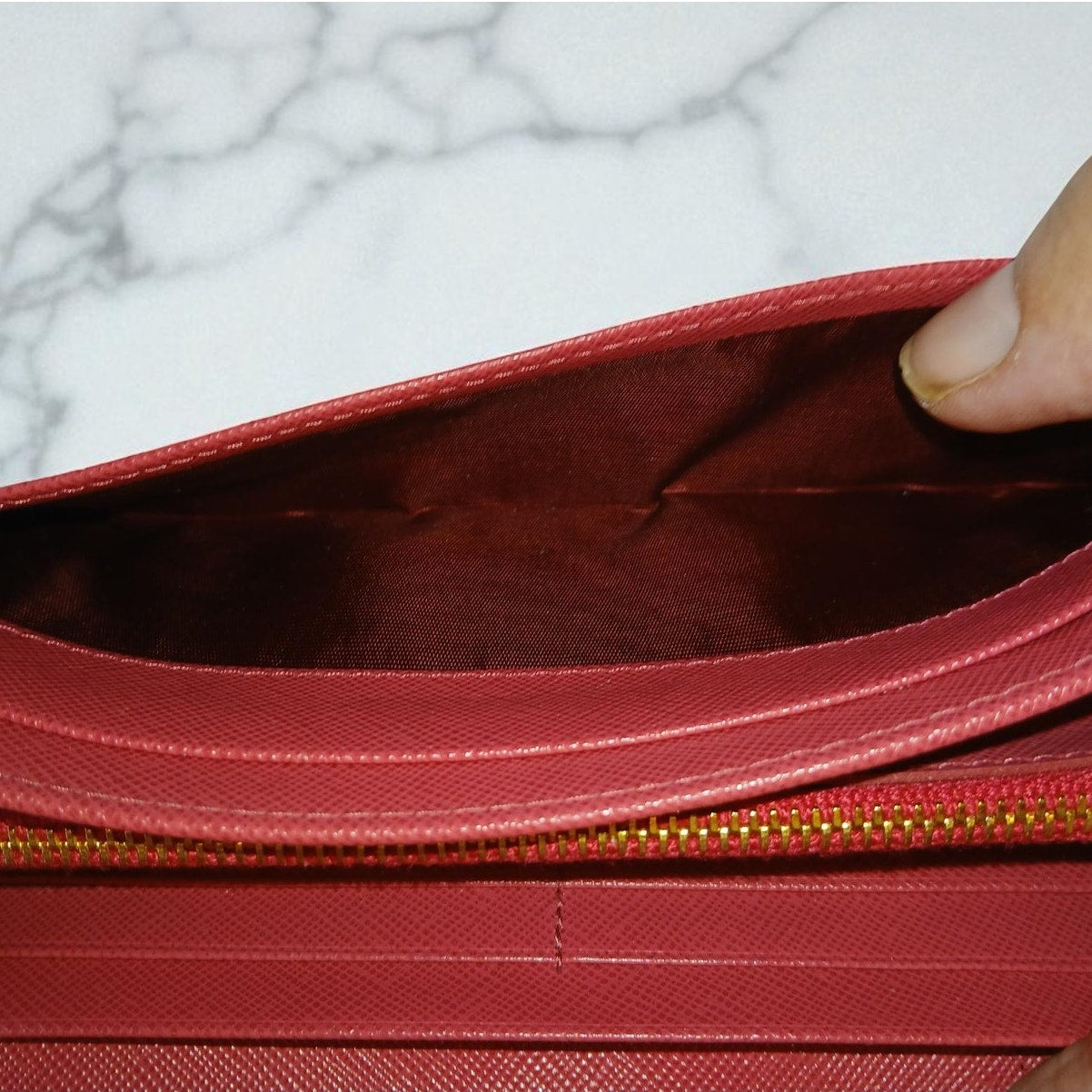 Prada Saffiano Leather Pink Wallet on a Chain Crossbody