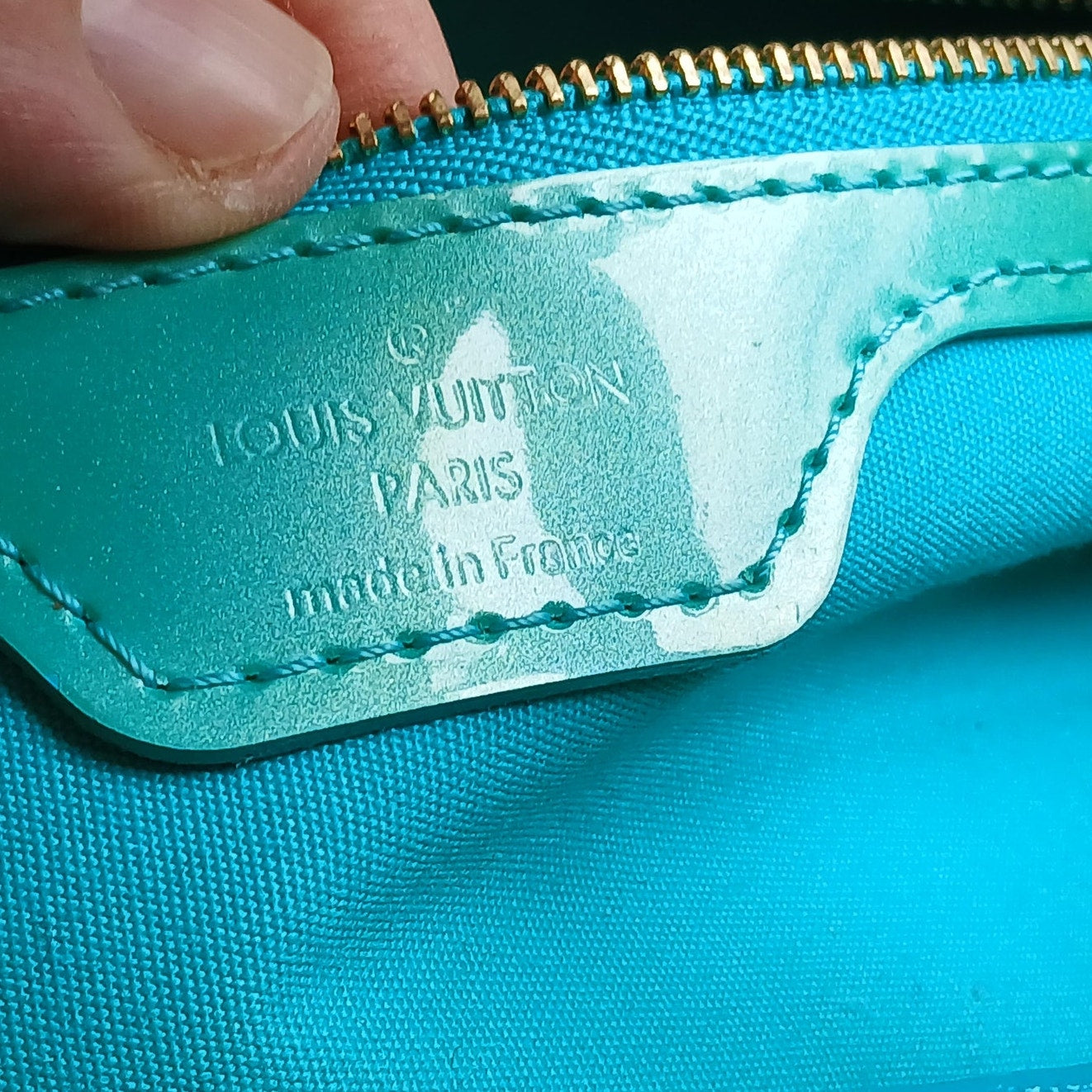 Louis Vuitton Monogram Vernis Wilshire PM Handbag Blue Lagon *RARE*