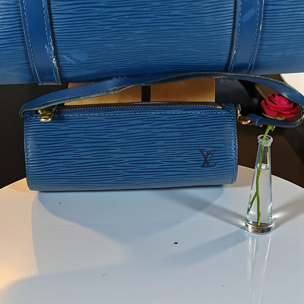 Louis Vuitton Soufflot Mother-&-Child Epi Leather Vintage Barrel Bag Toledo Blue