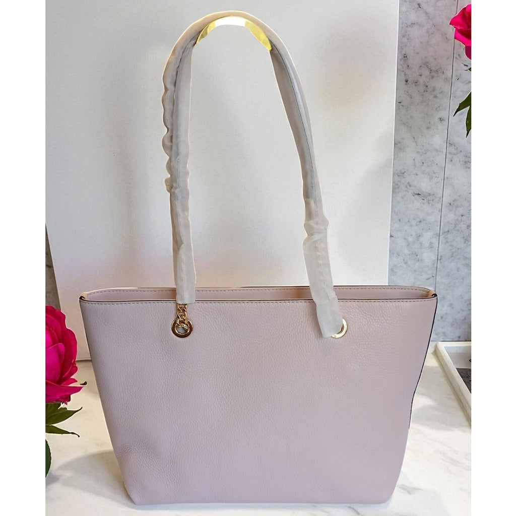 Michael Kors Jet Set Medium Leather Front Zip Chain Tote Powder Blush NWT