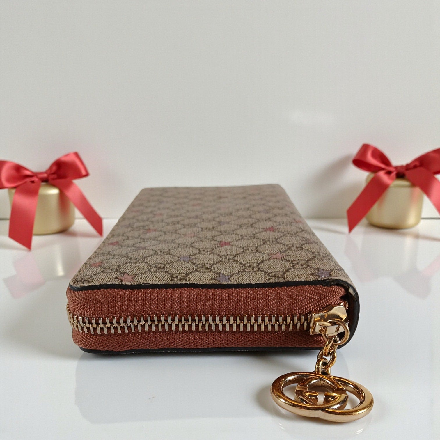 Gucci Micro GG Star Supreme Coated Canvas Zip Around Wallet