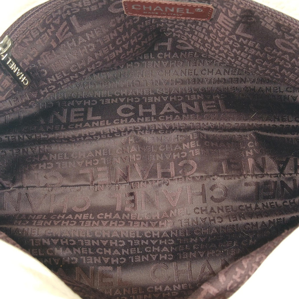 Chanel Logo Fringe White Caviar Leather Hobo Shoulder/Hand Bag