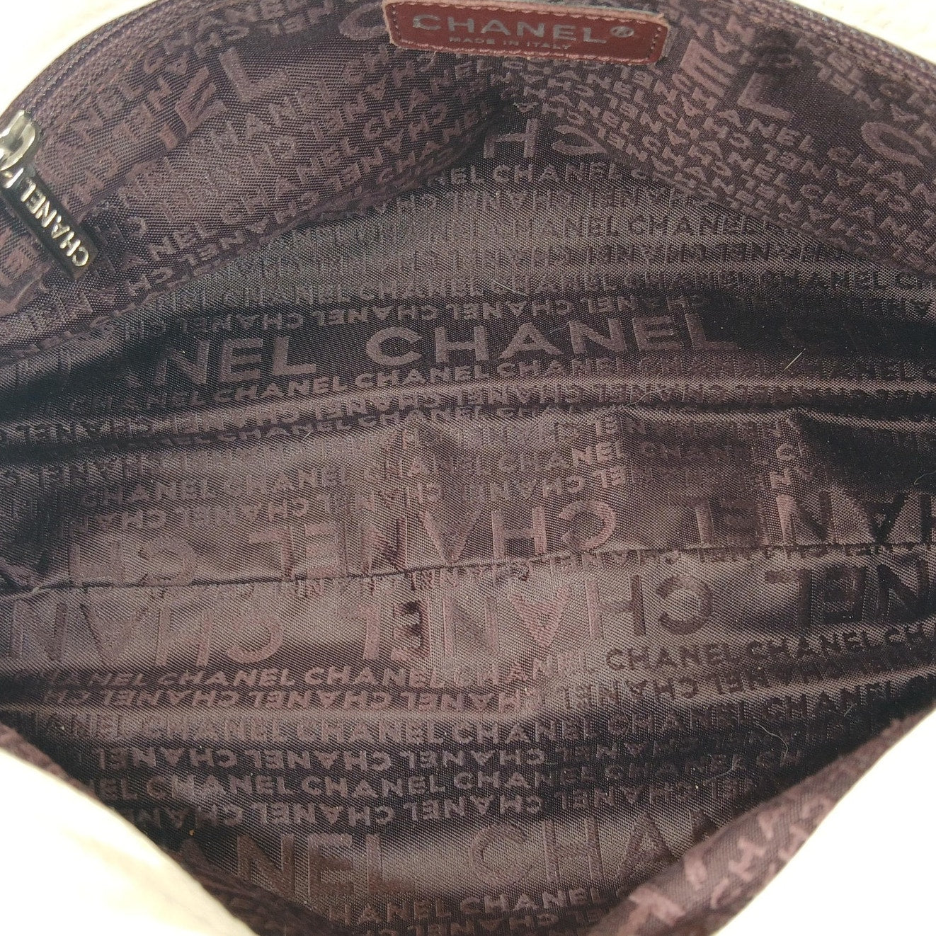 Chanel Logo Fringe White Caviar Leather Hobo Shoulder/Hand Bag