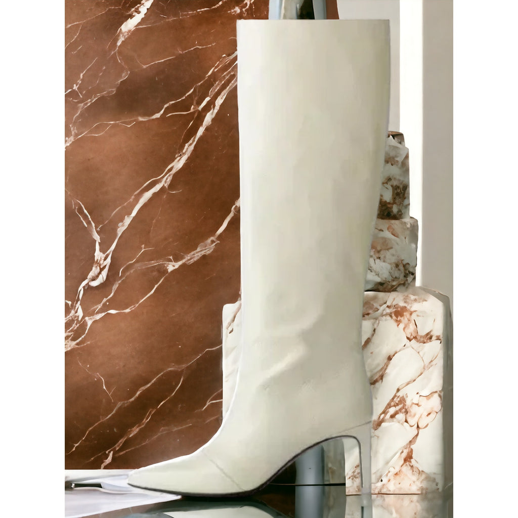 Rag & Bone BEHA Knee High White Crinkle Boots Size: 8 - NIB