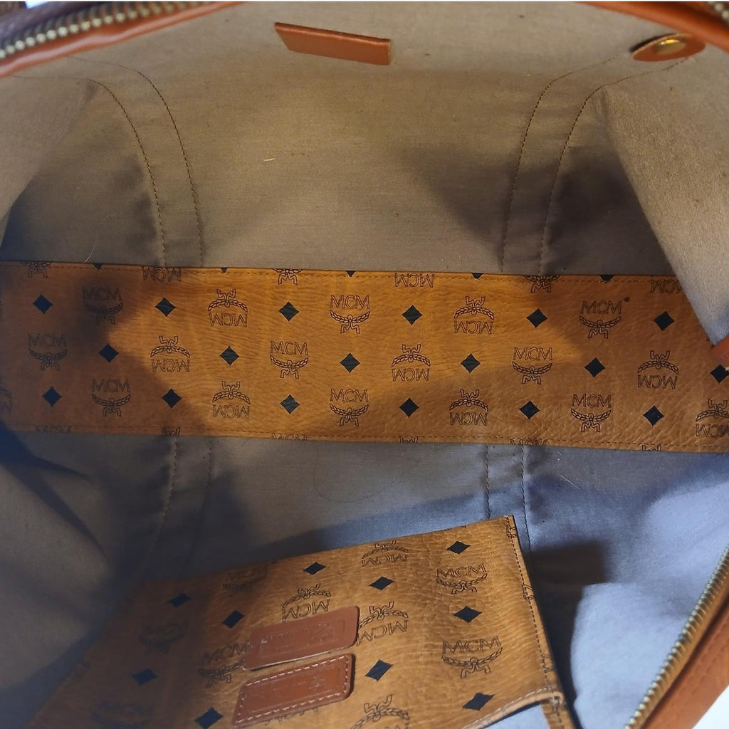 Vintage MCM Visetos Large Dome Shoulder Bag Cognac Monogram