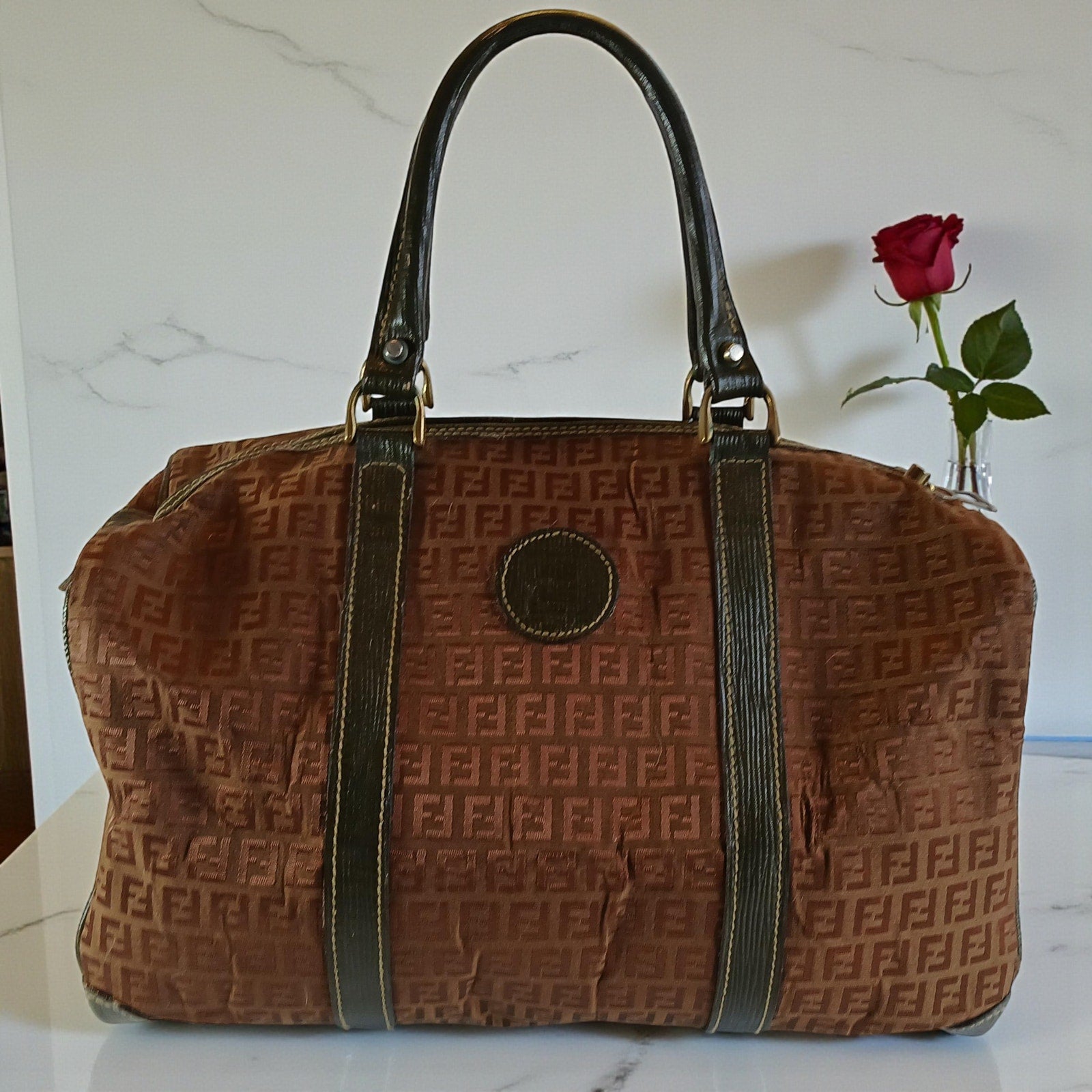 Fendi Vintage Zucca Boston Duffle Bag